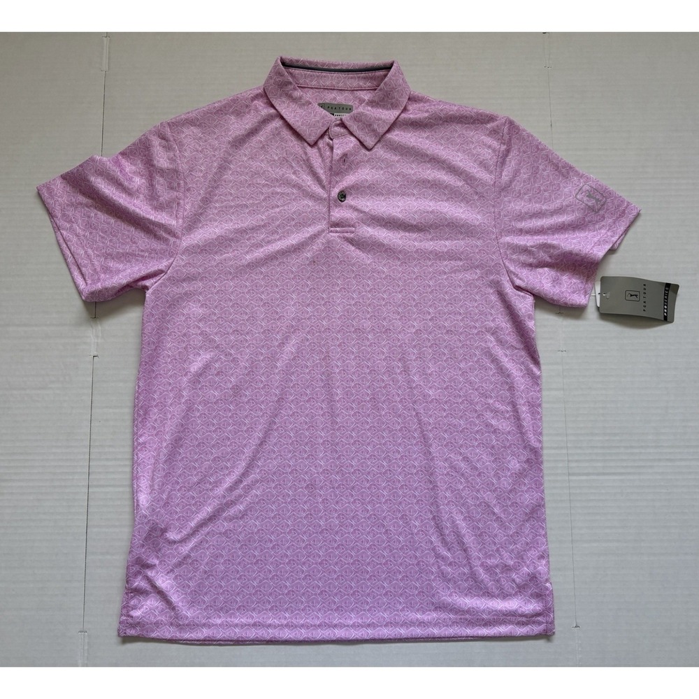 PGA TOUR  Print Polo Golf Shirt Sz Medium Pink Print New With Tags